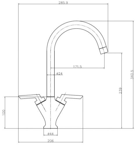 Reginox PIQUA Dual Lever Kitchen Mixer Tap Chrome PIQUACH